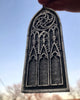 Gothic Cathedral Arch Ornament, Pewter Finish | Unique Gothic Home Decor | Resin Medieval Architecture, Gothic Ornament Holiday Decor