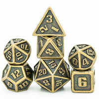 Bronze Mini Metal Dice Ancient Effect | (10mm to 15mm) 7-Dice Udixi RPG