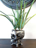 Human Skull Planter Pewter Finish, Hand Painted Resin Sculpture | Unique Gothic Home Decor | Spooky Art Gift and Gothic Home Decor