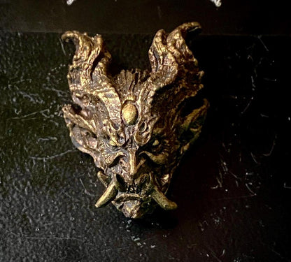Oni Demon Head Magnet, Hand Painted Resin Sculpture | Mythic Fantasy Decor | Japanese Monster Magnet for Fantasy and Gothic Decor