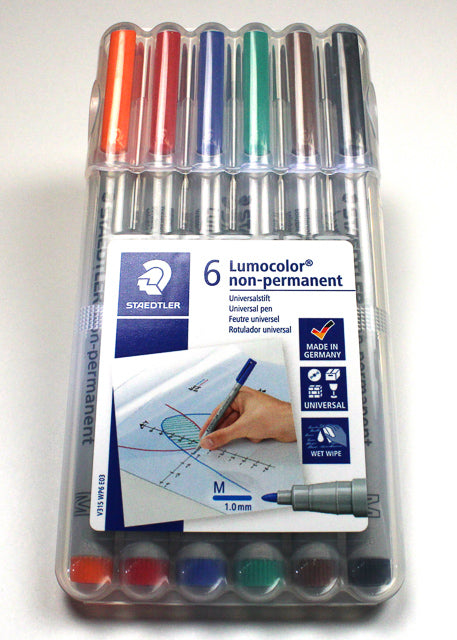 Staedtler Lumocolor non-permanent Marker (wet-wipe away) 6-Pack