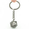 Nickel D20 Keychain Featuring Metal Dragon Font d20