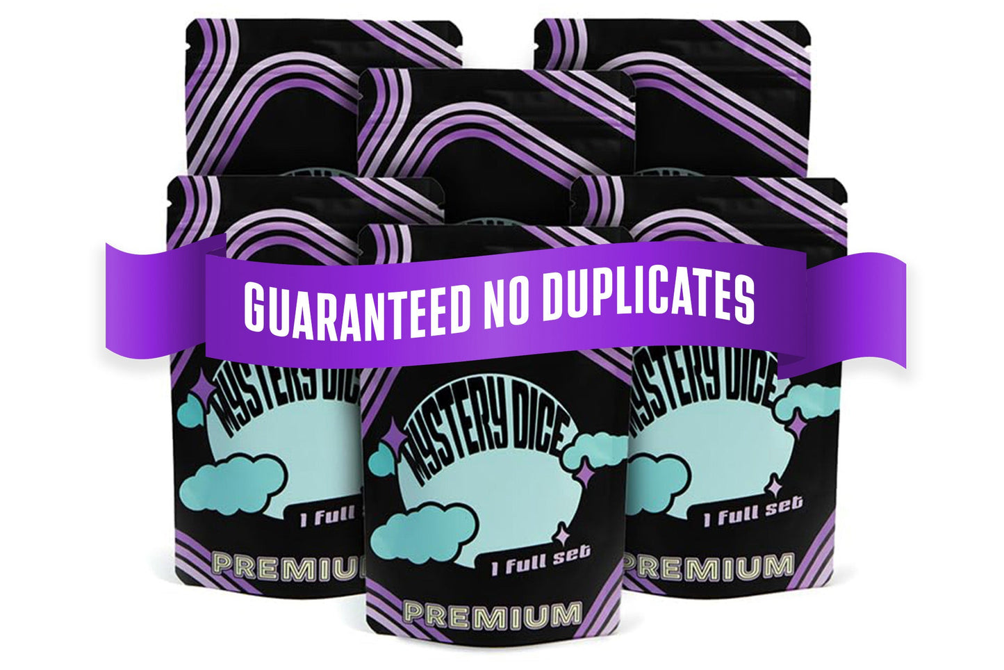 Premium DND Dice 6 Pack | 6 Unique Sets with Enamel Pins & Stickers | 1985 Games