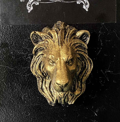 Lion's Head Magnet, Hand Painted Resin Sculpture | Mythic Fantasy Decor | Lion Magnet for Fantasy and Gothic Decor