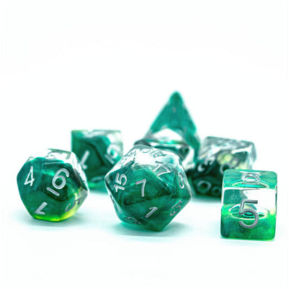 Green Demon Eye Dragon Eye Dice 7-Dice Set Resin Dungeons and Dragons Dice