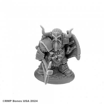 Bones Dungeon Dwellers: Dromn Ironsworn, Dwarf Warrior - Dwarf Fighter Miniature