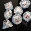 Polar Bear on Blue 7-Dice Set w/White Numbers Dnd Dice Set