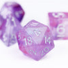 Resin Galaxy Purple 7-Dice Dnd Dice | Glitter w/Silver Numbers Set