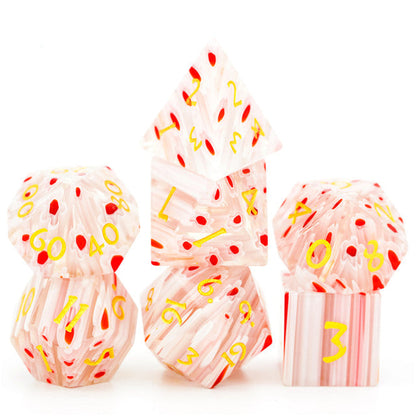 Flower Glass DND Dice Red Limited Edition in Wood Box