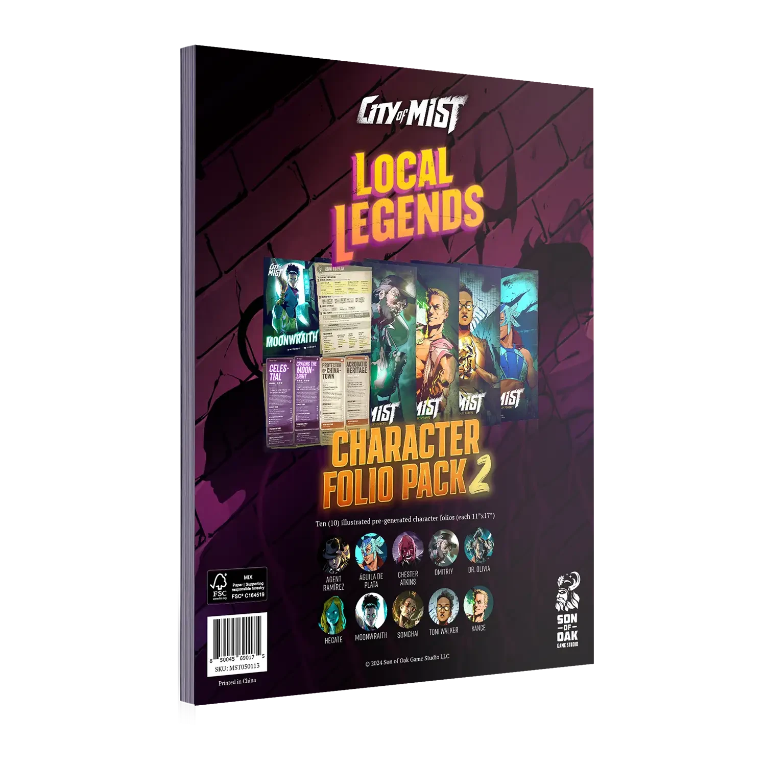 Character Folio Pack 2 — 10 City of Mist Pregen Character Folios