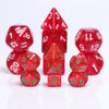 Glitter Red 7-Dice Mini-Dice RPG Set w/Green Numbers Miniature Dice