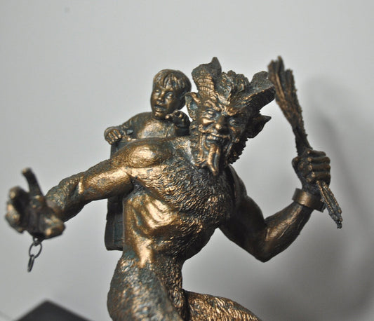 Krampus I Statue, Hand Painted Resin Sculpture Bronze Finish | Mythical Creature Figurine | Dark Christmas Demon, Gothic Folklore Decor