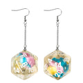 Dice Earrings: D20 Dice w/Colorful Inclusion Nerdy RPG Jewelry