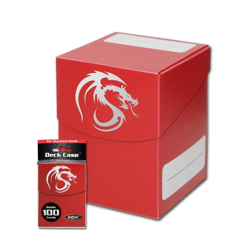 BCW Large Deck Case – Matte Red | 100-Card MTG Deck Box with Divider