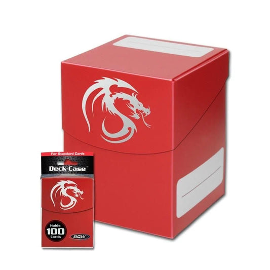 BCW Large Deck Case – Matte Red | 100-Card MTG Deck Box with Divider