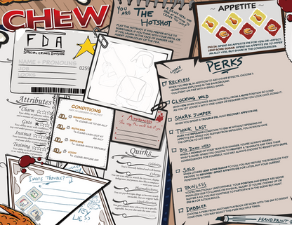 CHEW: Character Menus – RPG Playbook Sheets for CHEW the Roleplaying Game