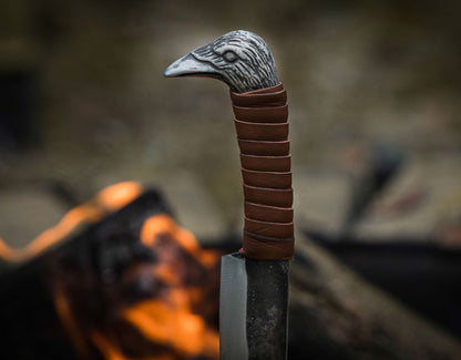 Raven Hilt Knife – Hand-Forged Viking Utility Knife with 5.5" Blade
