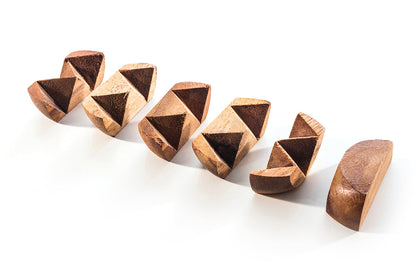 Mini Japanese Ball Puzzle - Six-Piece Wooden Burr Brain Teaser for Adults & Teens