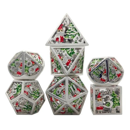 Metal Winter Holliday Santa 7-Dice Set (silver)