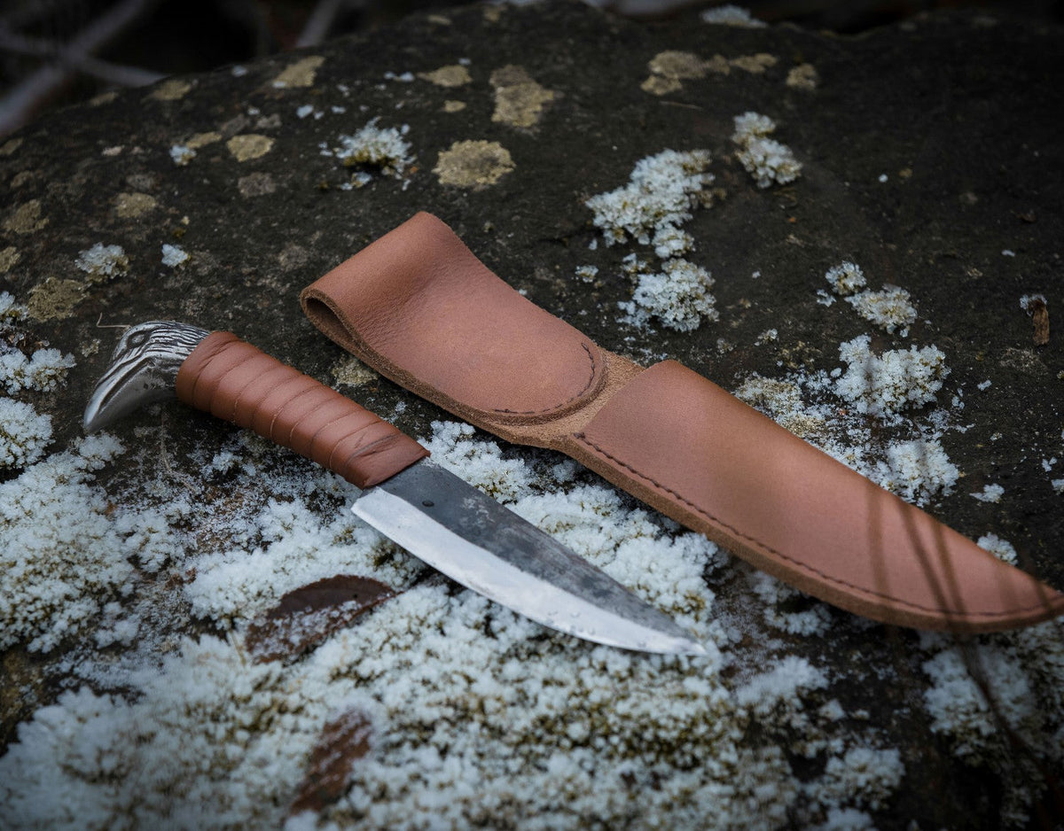 Raven Hilt Knife – Hand-Forged Viking Utility Knife with 5.5" Blade