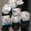 Polar Bear on Blue 7-Dice Set w/White Numbers Dnd Dice Set