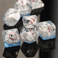 Polar Bear on Blue 7-Dice Set w/White Numbers Dnd Dice Set