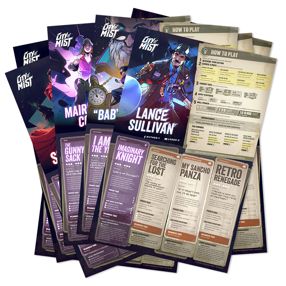City of Mist Character Folio Pack — 14 Pregen Character Folios