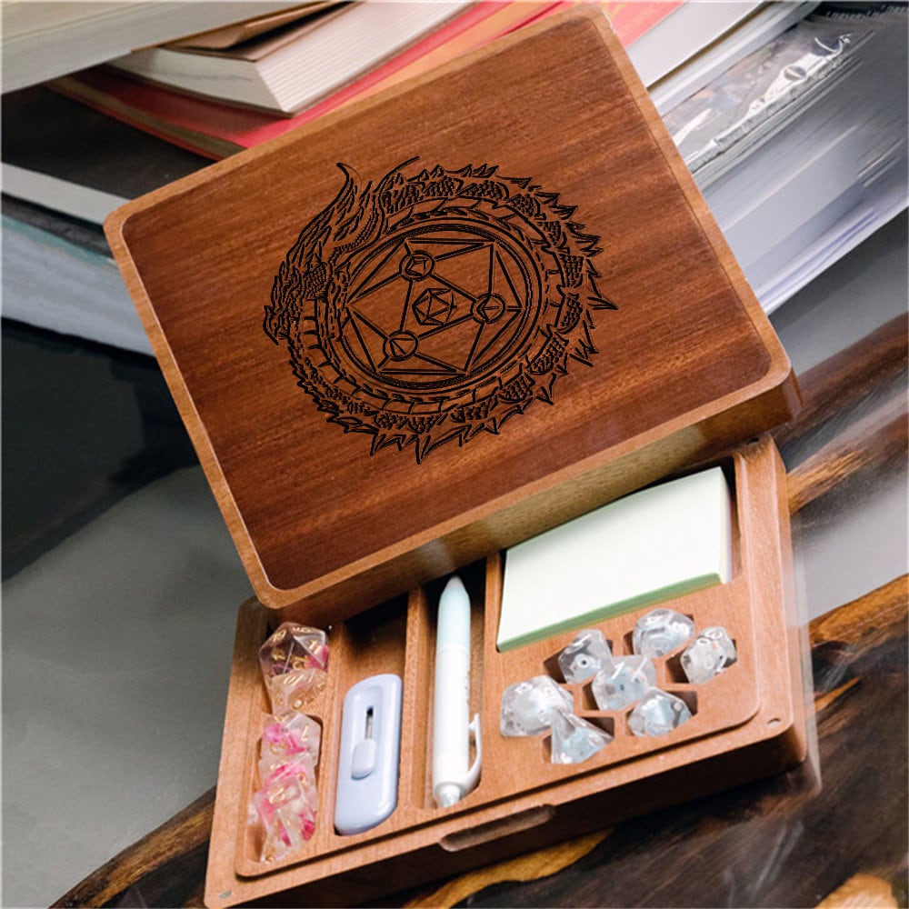 2-in-1 Bamboo Dice Tray & Vault