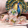 Peacock + Pink 7-Dice Set w/White Numbers Dnd Dice Set
