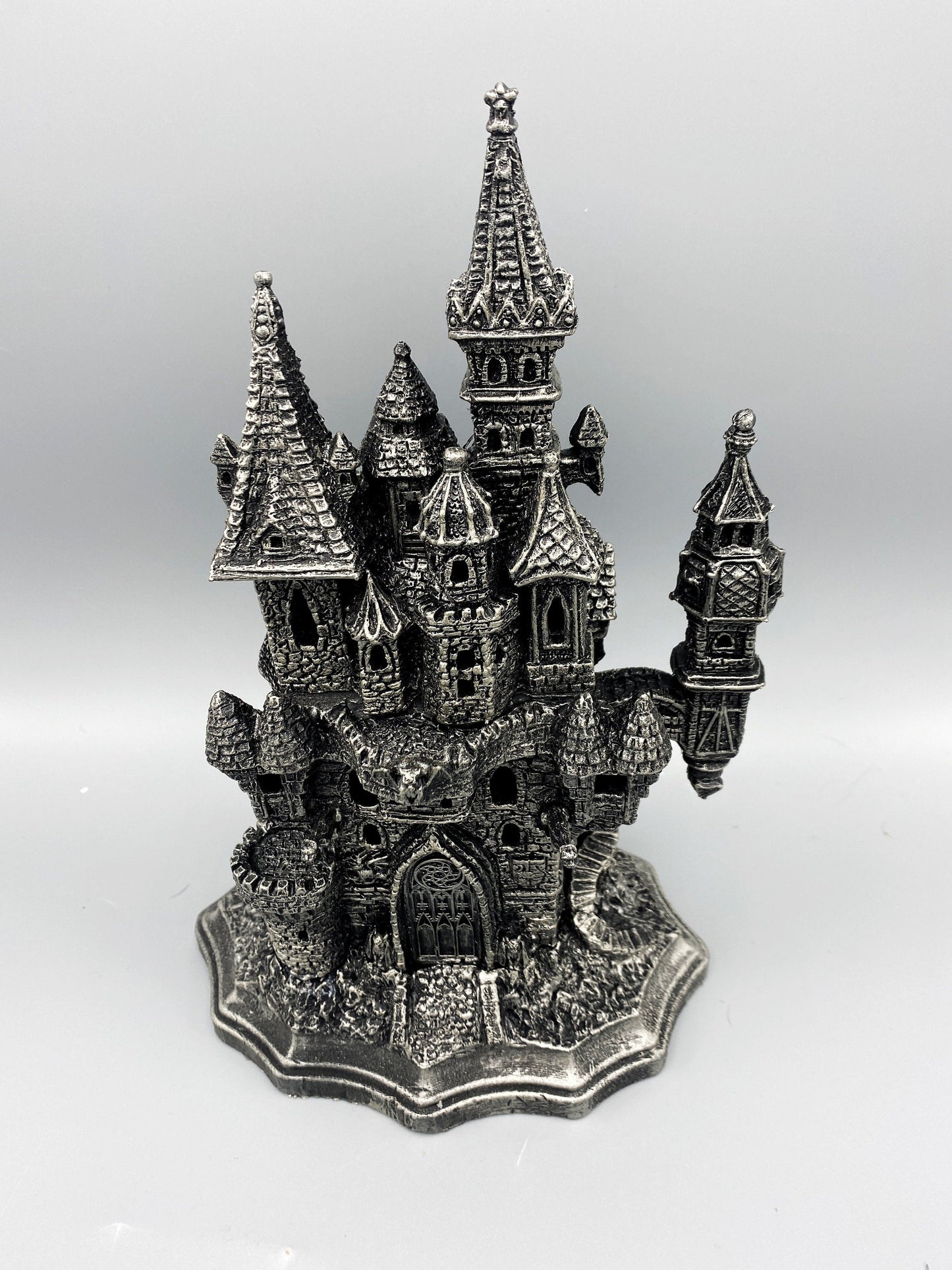 Castle Dracula, Gothic Hand Painted Resin Sculpture with LED Tea Light |Vampire Lair Gothic Statue |Gift for Gamers and Spooky Home Decor