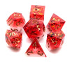Translucent Red on Opaque White w/Foil Flakes 7-Dice Set Resin Sharp Edge RPG DND