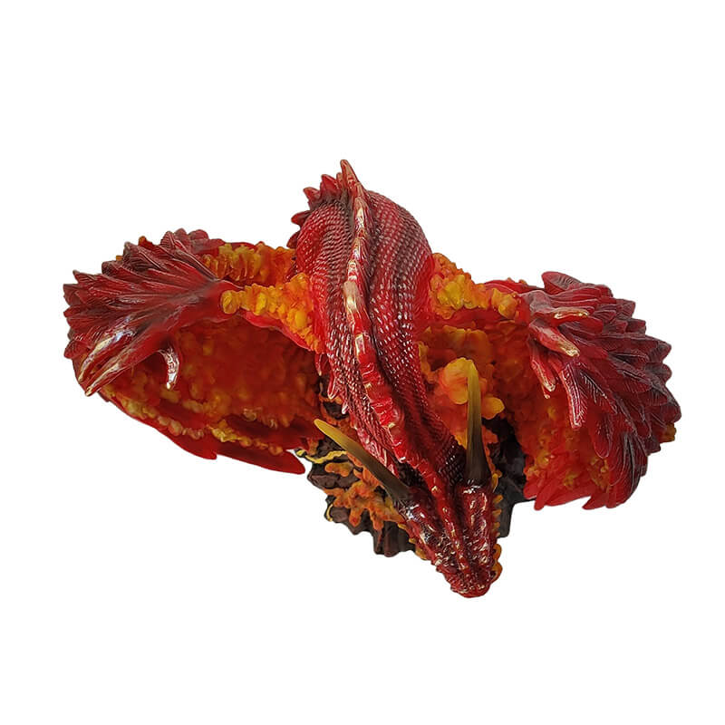 Asher Fire Dragon Figurine - Derek W. Frost Red Dragon & Volcano Resin Statue