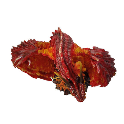 Asher Fire Dragon Figurine - Derek W. Frost Red Dragon & Volcano Resin Statue