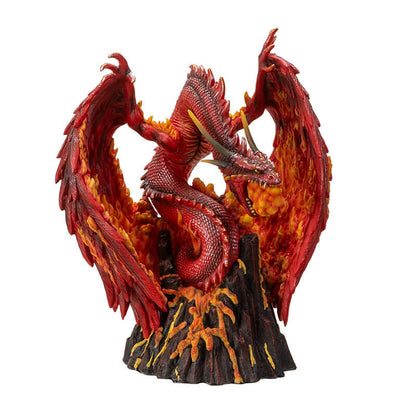 Asher Fire Dragon Figurine - Derek W. Frost Red Dragon & Volcano Resin Statue