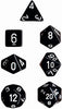 Opaque Polyhedral Black/white 7-Die Set