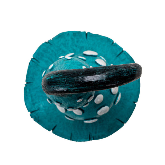 Whimsical Blue Garden Mushroom Figurine – 17.2-Inch Resin Toadstool Fairy Display Decor