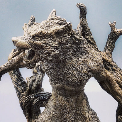 Werewolf Statue, Hand Painted Resin Sculpture | Gothic Halloween Legendary Monster Figurine | Dark Folklore Art for Spooky Home Decor