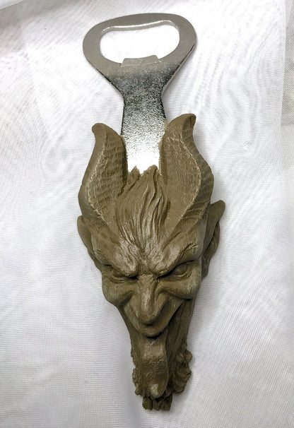 Krampus Opener, Hand Painted Resin, Bronze Finish | Gothic Holiday Barware | Krampus Devil Bottle Opener | Fantasy Gothic Barware Gift