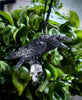 Raven Perched on Skull Ornament | Unique Gothic Home Decor | Resin Sculpture Poe's Raven, Literary Ornament Gift and Gothic Holiday Decor