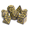 Yellow Magic Flame 7-Dice Set DND RPG Dice Black w/Color Fill