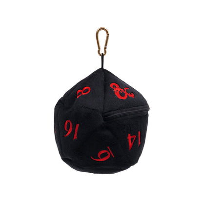 D20 Plush Dice Bag – D&D Black and Red