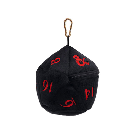 D20 Plush Dice Bag – D&D Black and Red