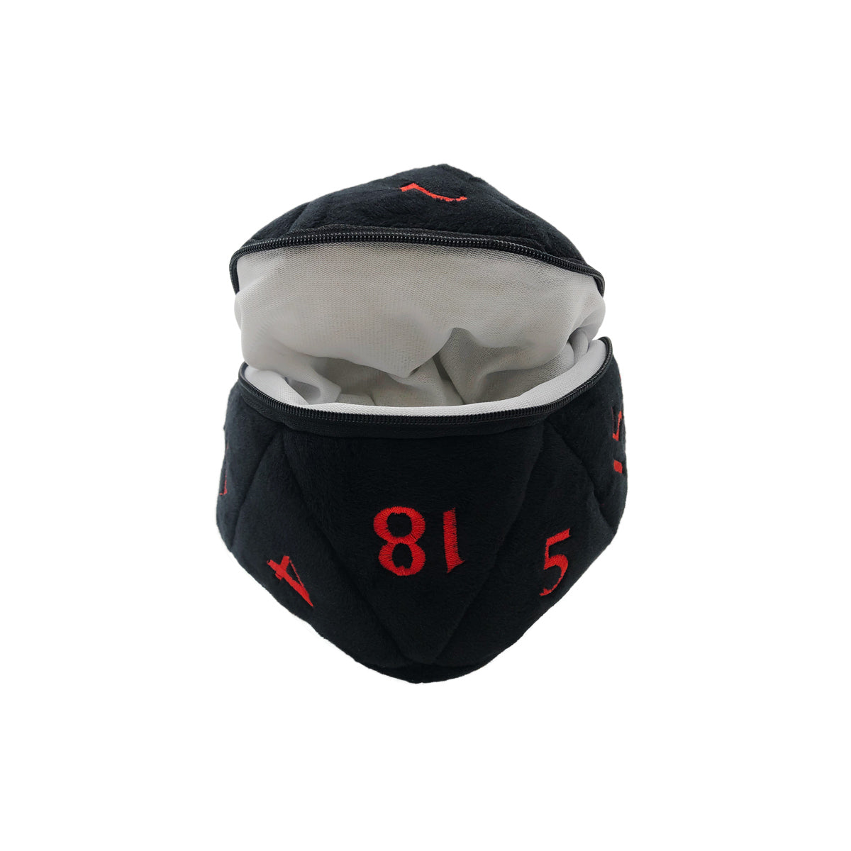 D20 Plush Dice Bag – D&D Black and Red