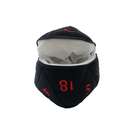D20 Plush Dice Bag – D&D Black and Red