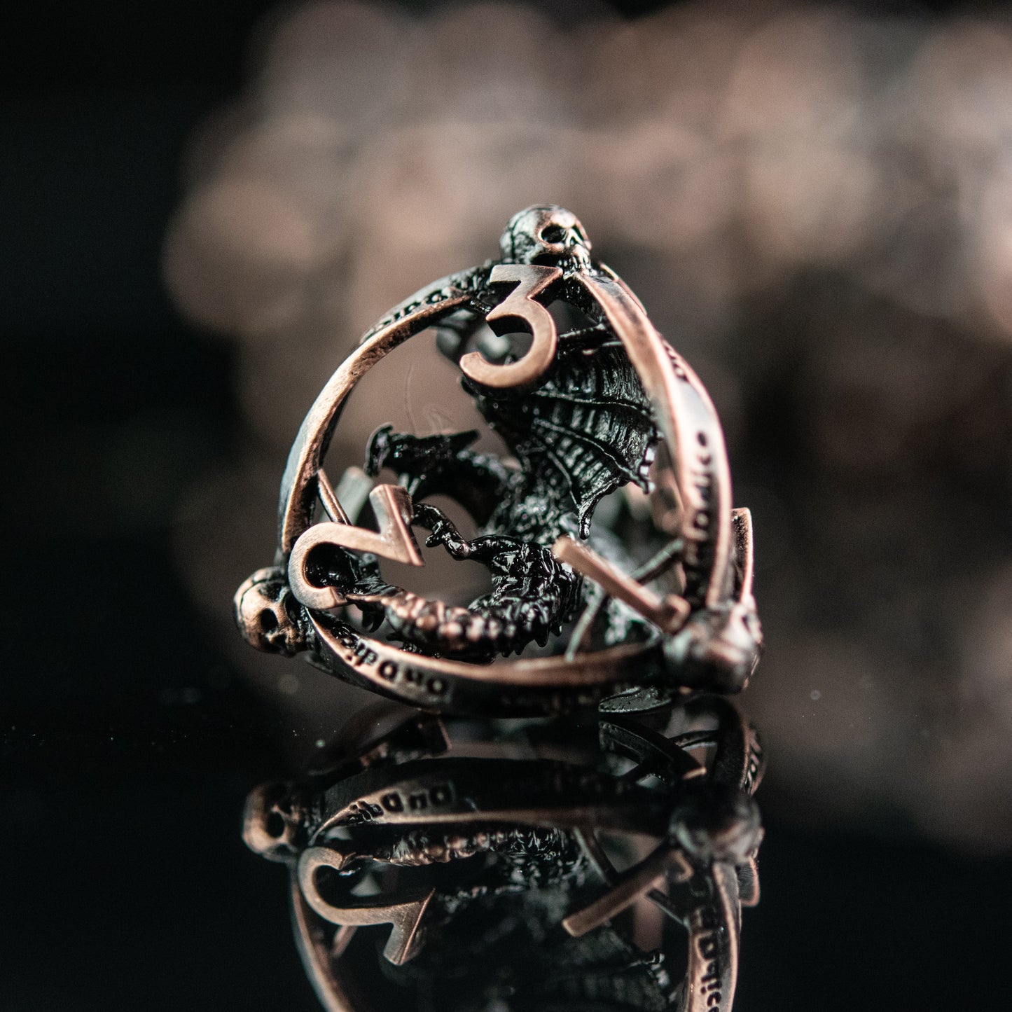 Draco Immortui Hollow Metal Dice Set - Bronze with Free Velvet Bag