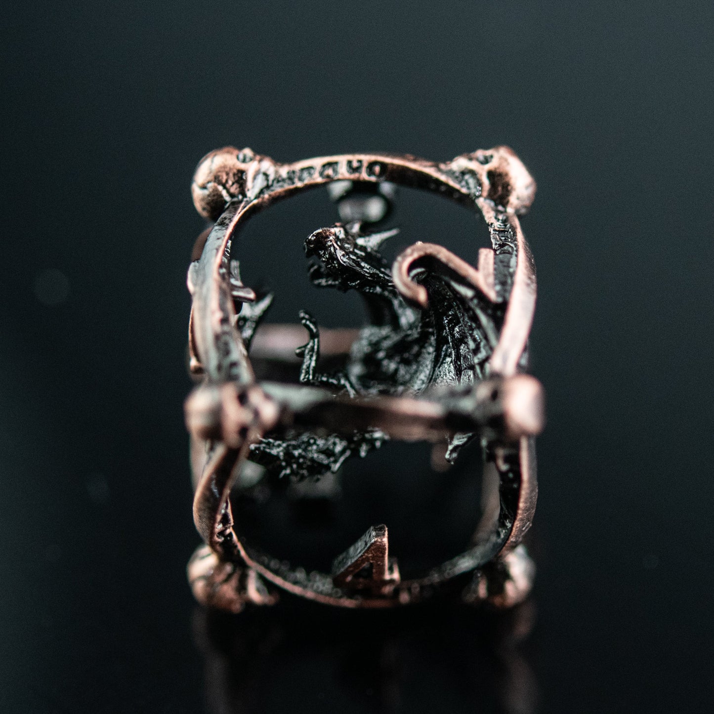 Draco Immortui Hollow Metal Dice Set - Bronze with Free Velvet Bag