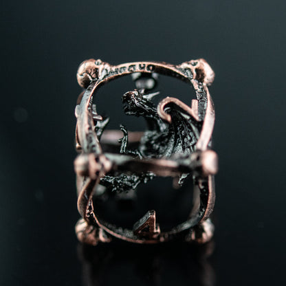 Draco Immortui Hollow Metal Dice Set - Bronze with Free Velvet Bag