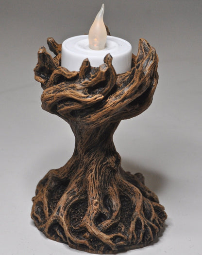 Yggdrasil the World Tree Tea Light Holder, Hand Painted Resin Sculpture | Earthy Fantasy Decor| Candle for Witchy Gift and Gothic Home Decor