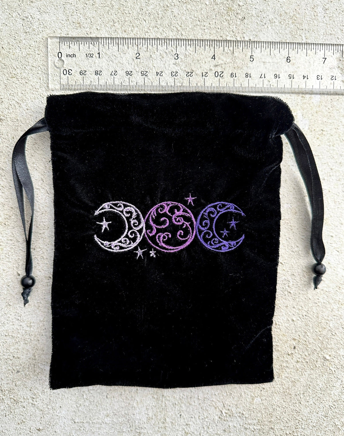 Triple Moon Velvet Tarot Bag with Drawstring – Witchy Gift for Tarot & Oracle Lovers