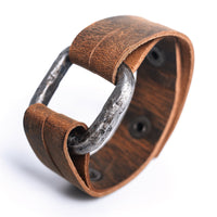 Iron Bracelet with Leather Strap